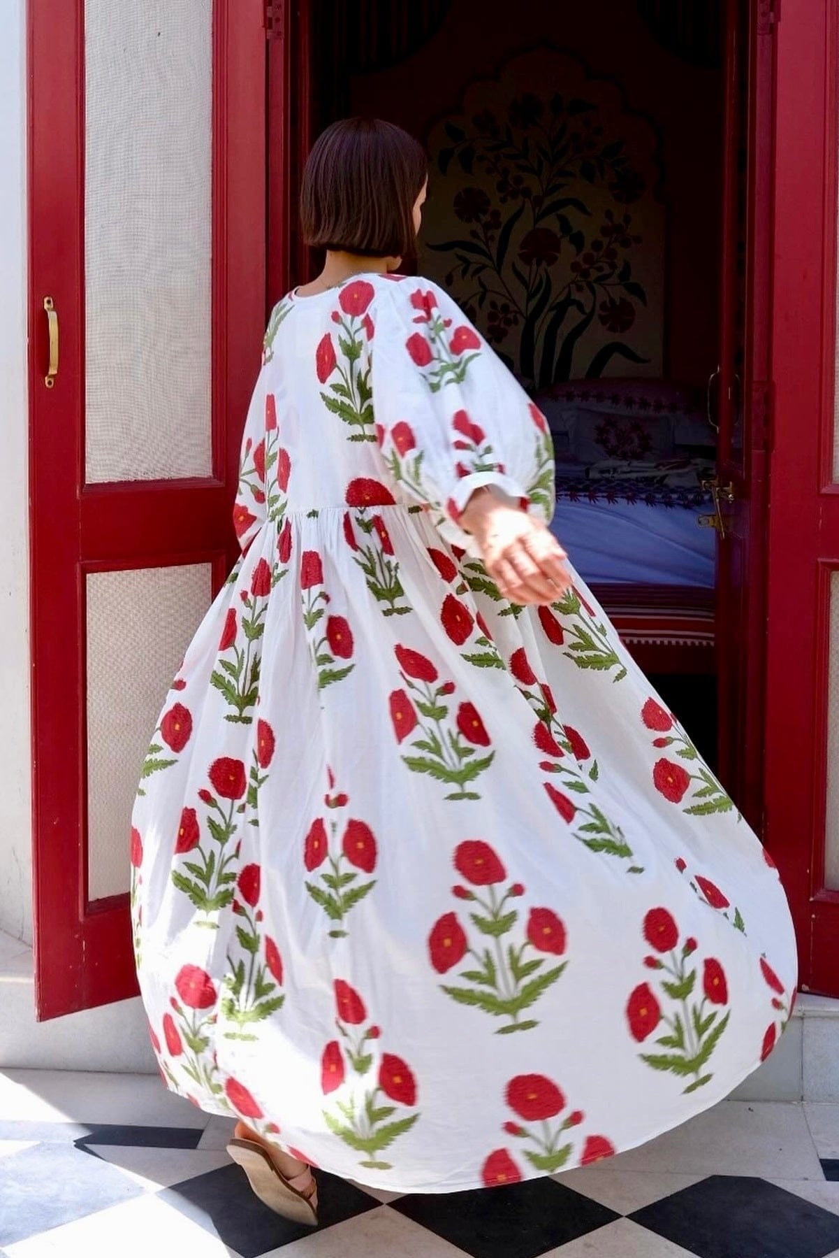 Maison Marigold Dress XS/S / Red Flower Taj Maxi Dress