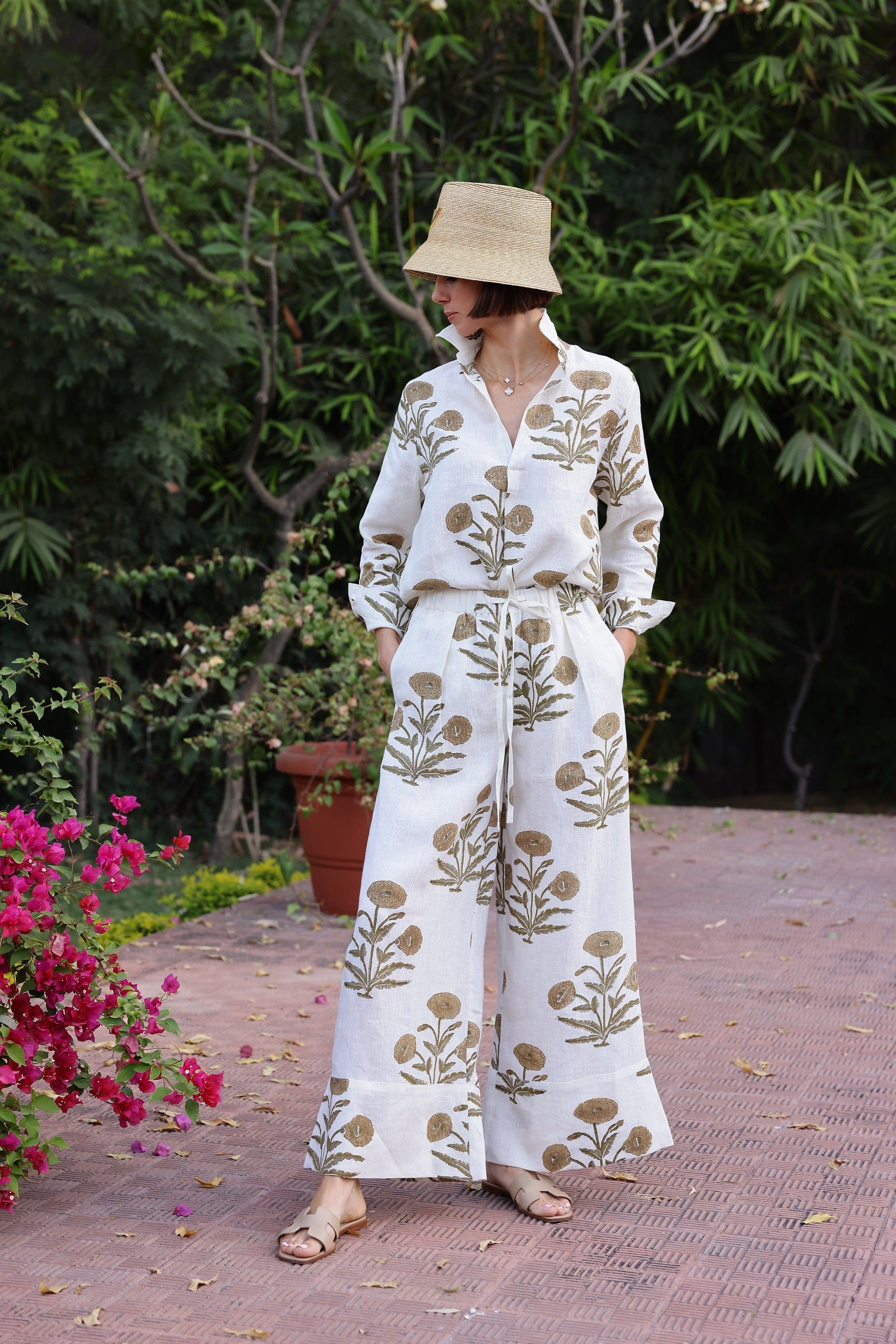 Maison Marigold Skirt XS / Khaki Flower Montecito Wide Leg Pant