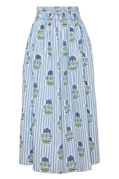 Maison Marigold Skirt S / Blue Green Flower Newport Skirt