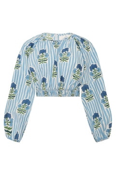 Maison Marigold Top XS/S / Blue Green Flower Newport Top