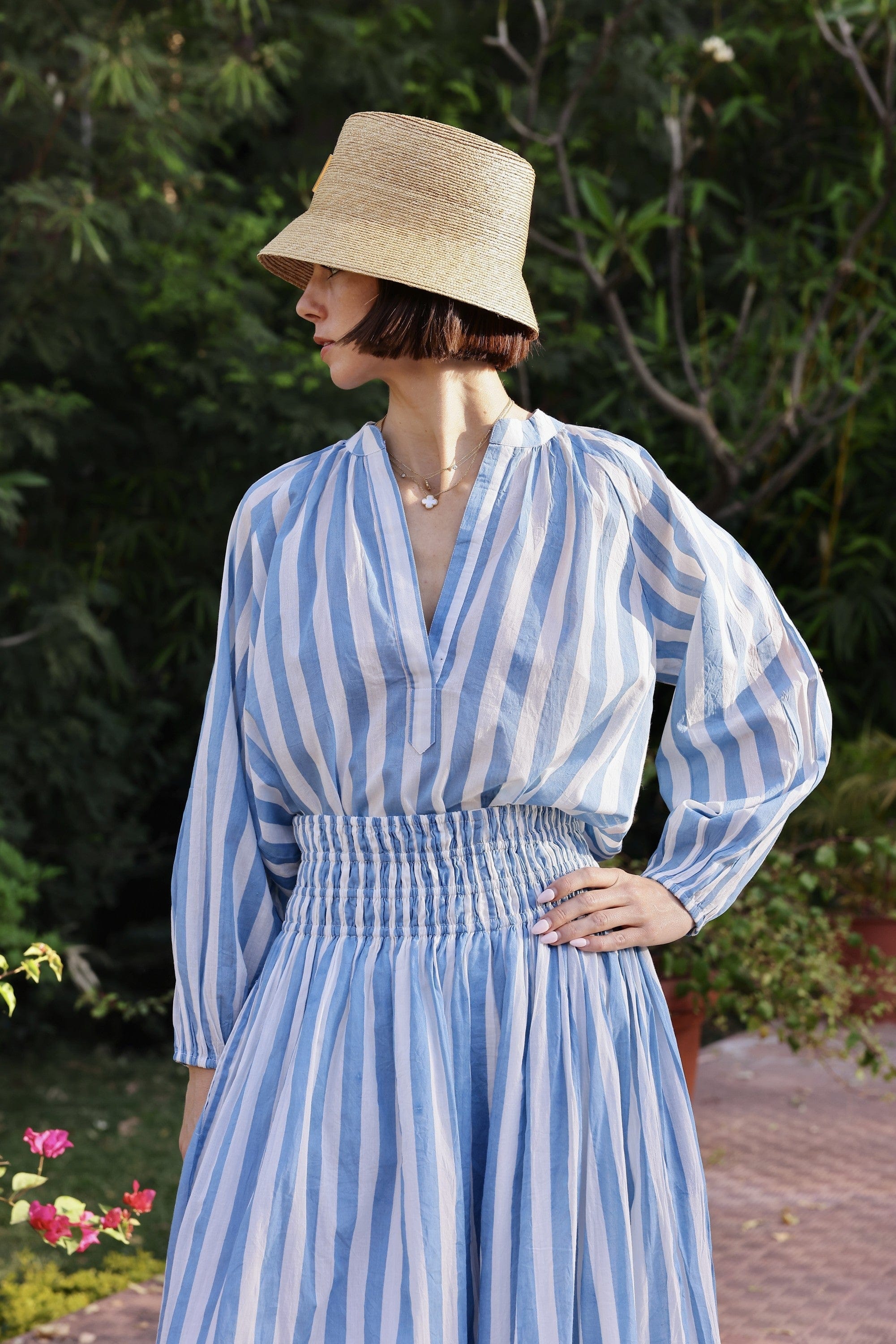 Maison Marigold Top S / Blue Stripe Porto Popover
