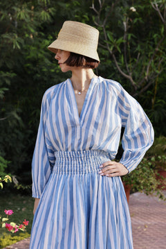Maison Marigold Top S / Blue Stripe Porto Popover