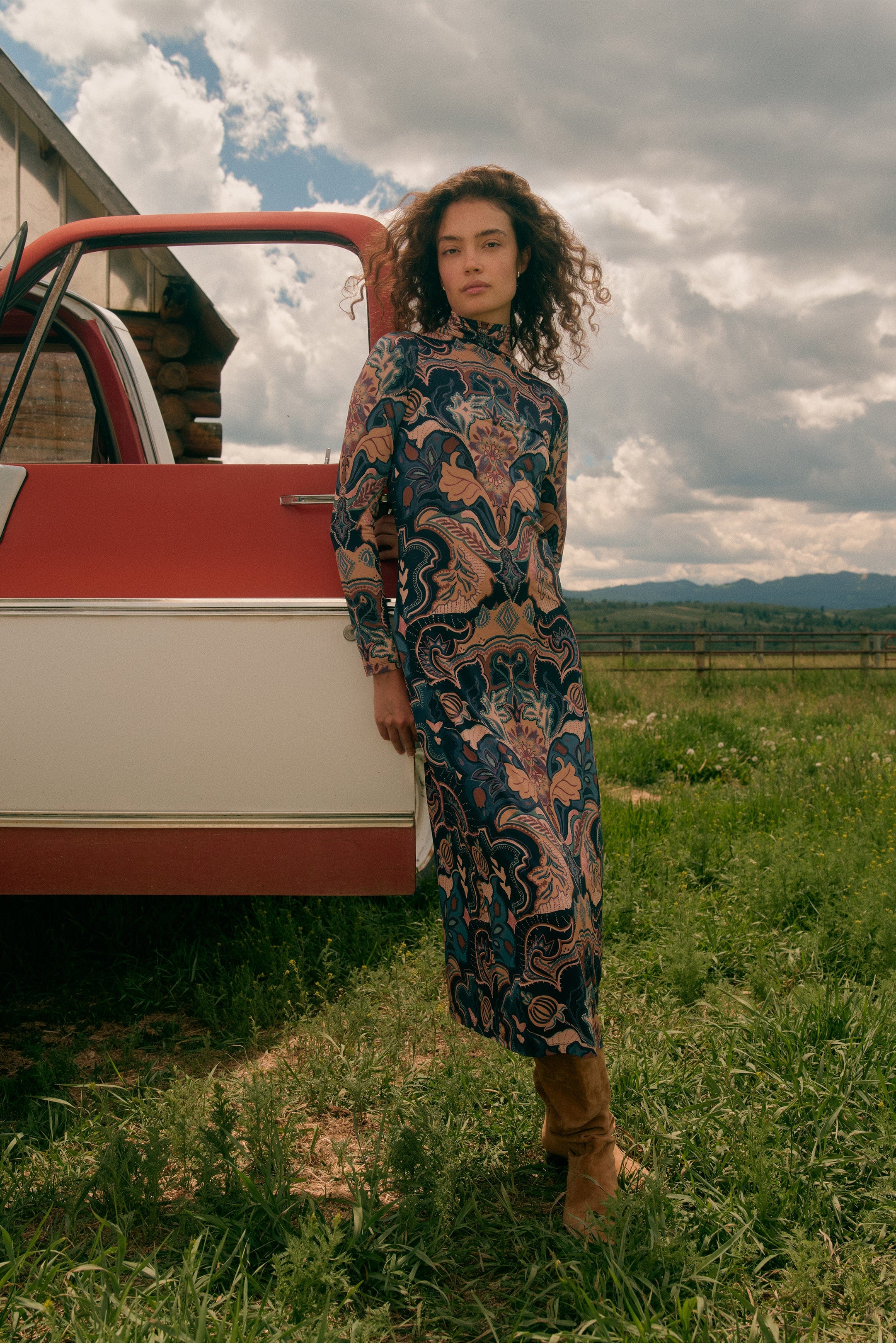 Marie Oliver Paxton Dress in Saddle