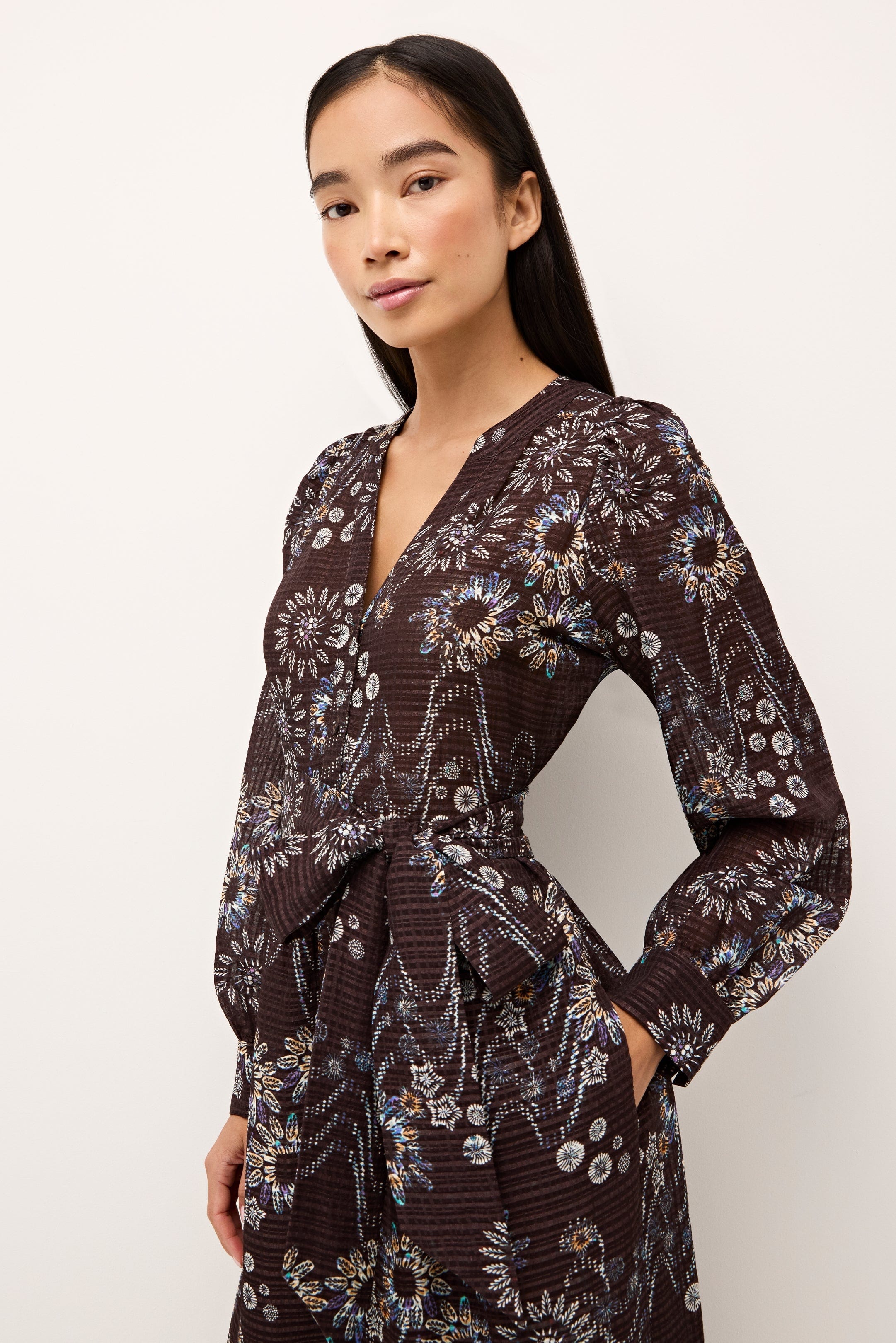 Marie Oliver LONG DRESS-LS-PRINT HANNON DRESS