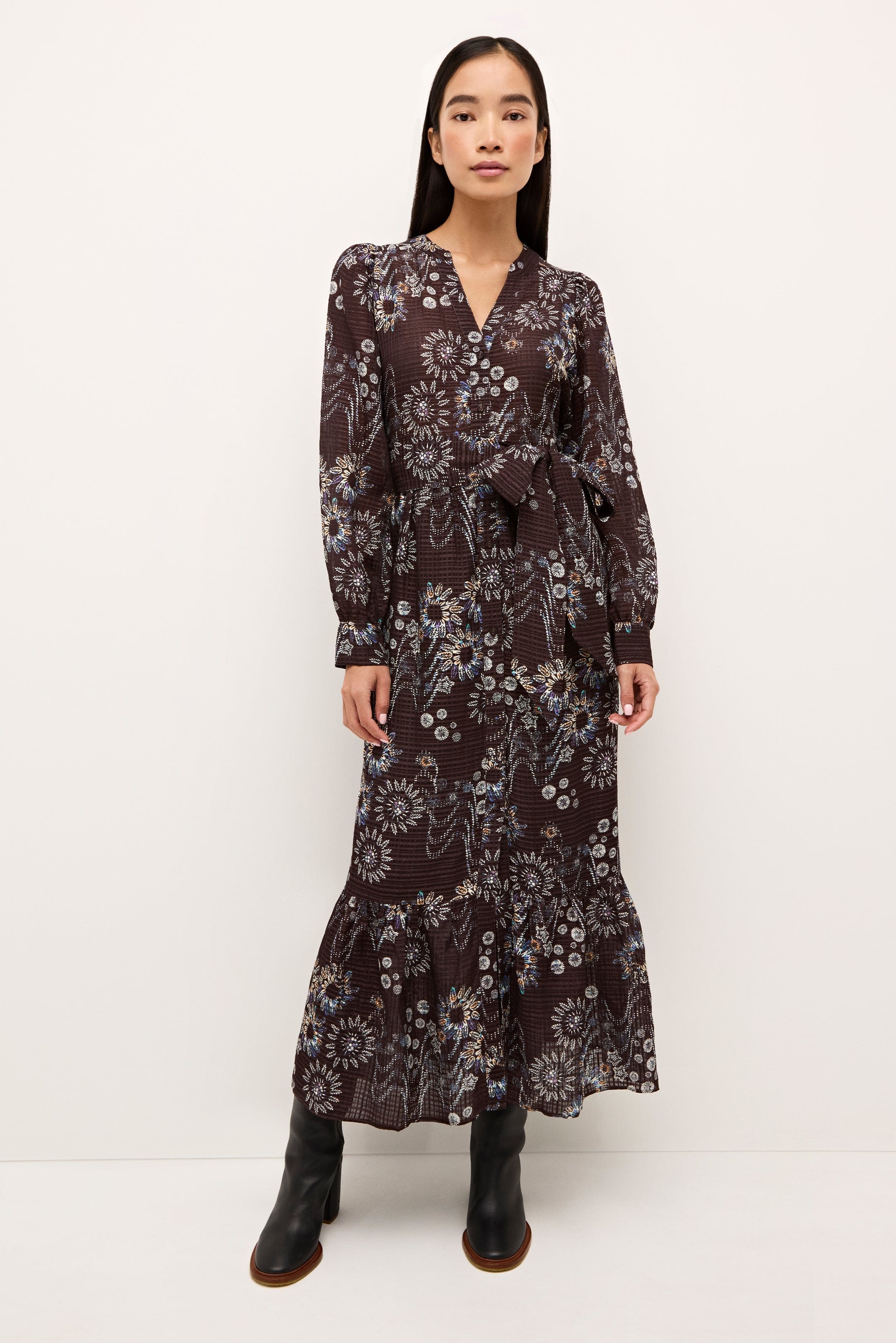 Marie Oliver LONG DRESS-LS-PRINT HANNON DRESS