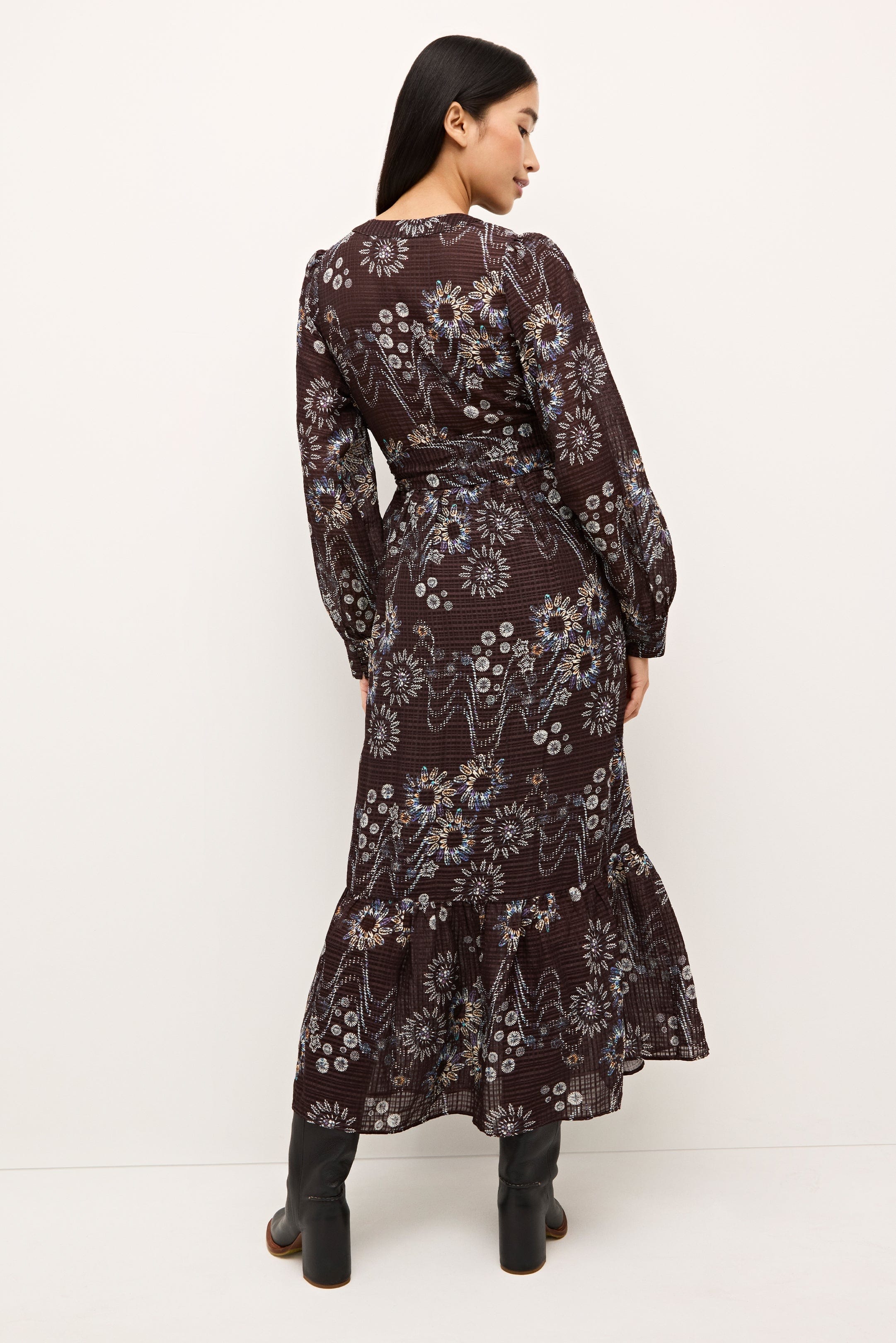 Marie Oliver LONG DRESS-LS-PRINT HANNON DRESS