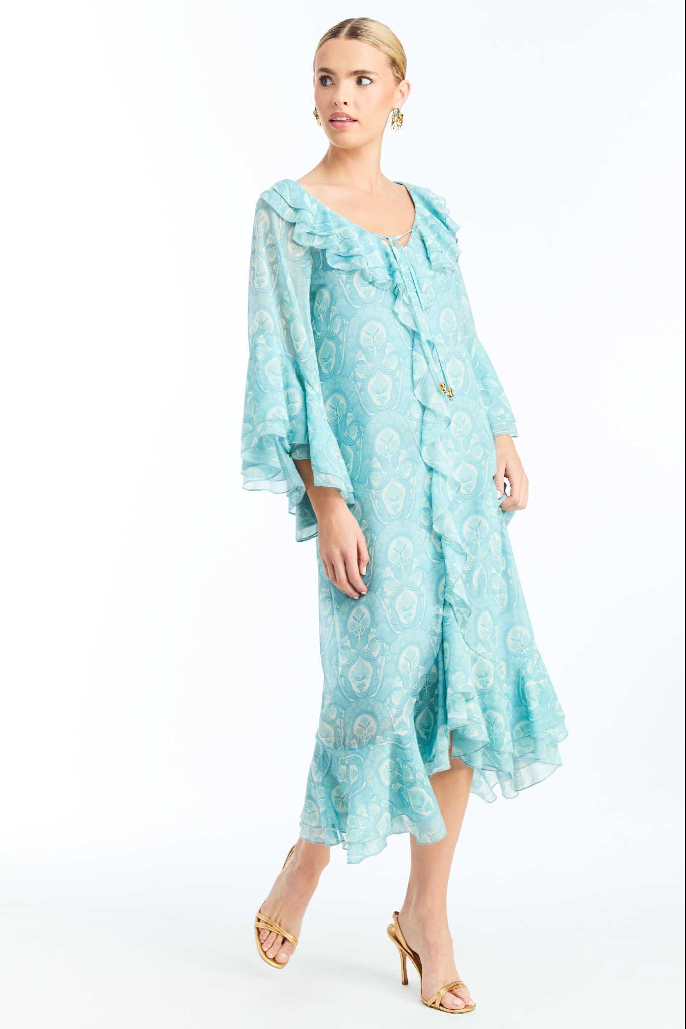 MESTIZA NEW YORK Cocktail Bimini Ruffle Caftan