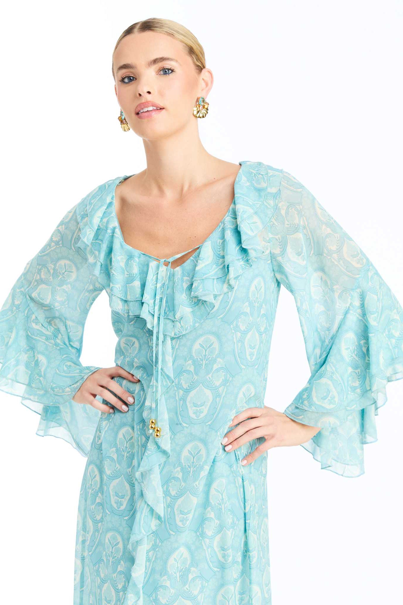 MESTIZA NEW YORK Cocktail Bimini Ruffle Caftan