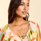 MESTIZA NEW YORK Cocktail Bimini Ruffle Caftan Mini Dress