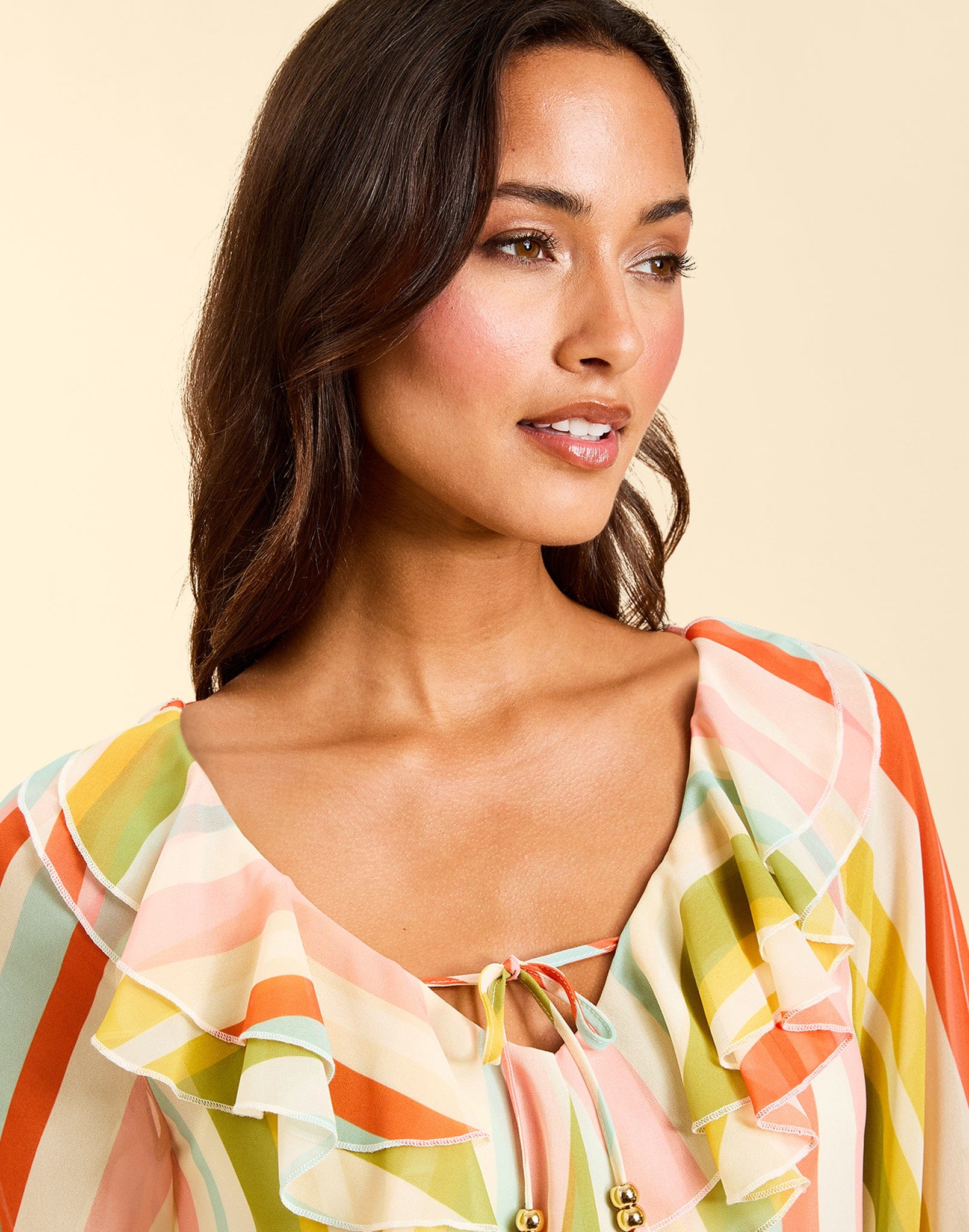 MESTIZA NEW YORK Cocktail Bimini Ruffle Caftan Mini Dress