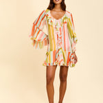 MESTIZA NEW YORK Cocktail Bimini Ruffle Caftan Mini Dress