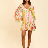 MESTIZA NEW YORK Cocktail Bimini Ruffle Caftan Mini Dress