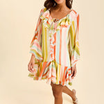 MESTIZA NEW YORK Cocktail Bimini Ruffle Caftan Mini Dress