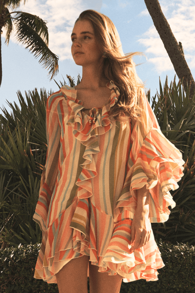 Bimini Ruffle Caftan Mini Dress