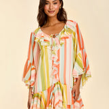 MESTIZA NEW YORK Cocktail Bimini Ruffle Caftan Mini Dress