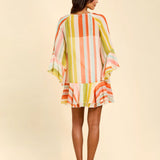 MESTIZA NEW YORK Cocktail Bimini Ruffle Caftan Mini Dress