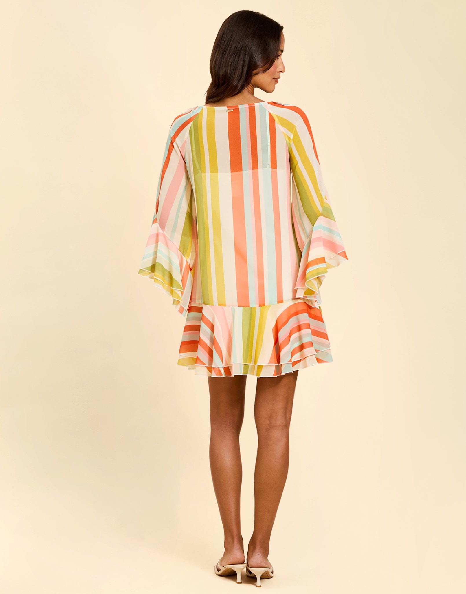 MESTIZA NEW YORK Cocktail Bimini Ruffle Caftan Mini Dress
