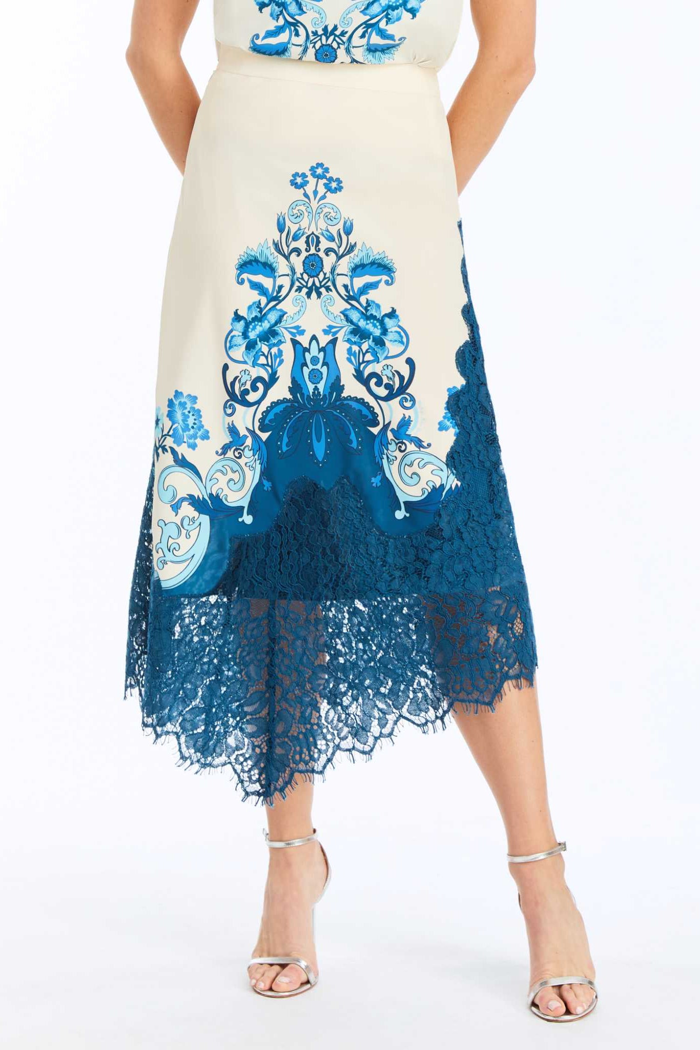 MESTIZA NEW YORK Cocktail Gracie Lace Midi Skirt