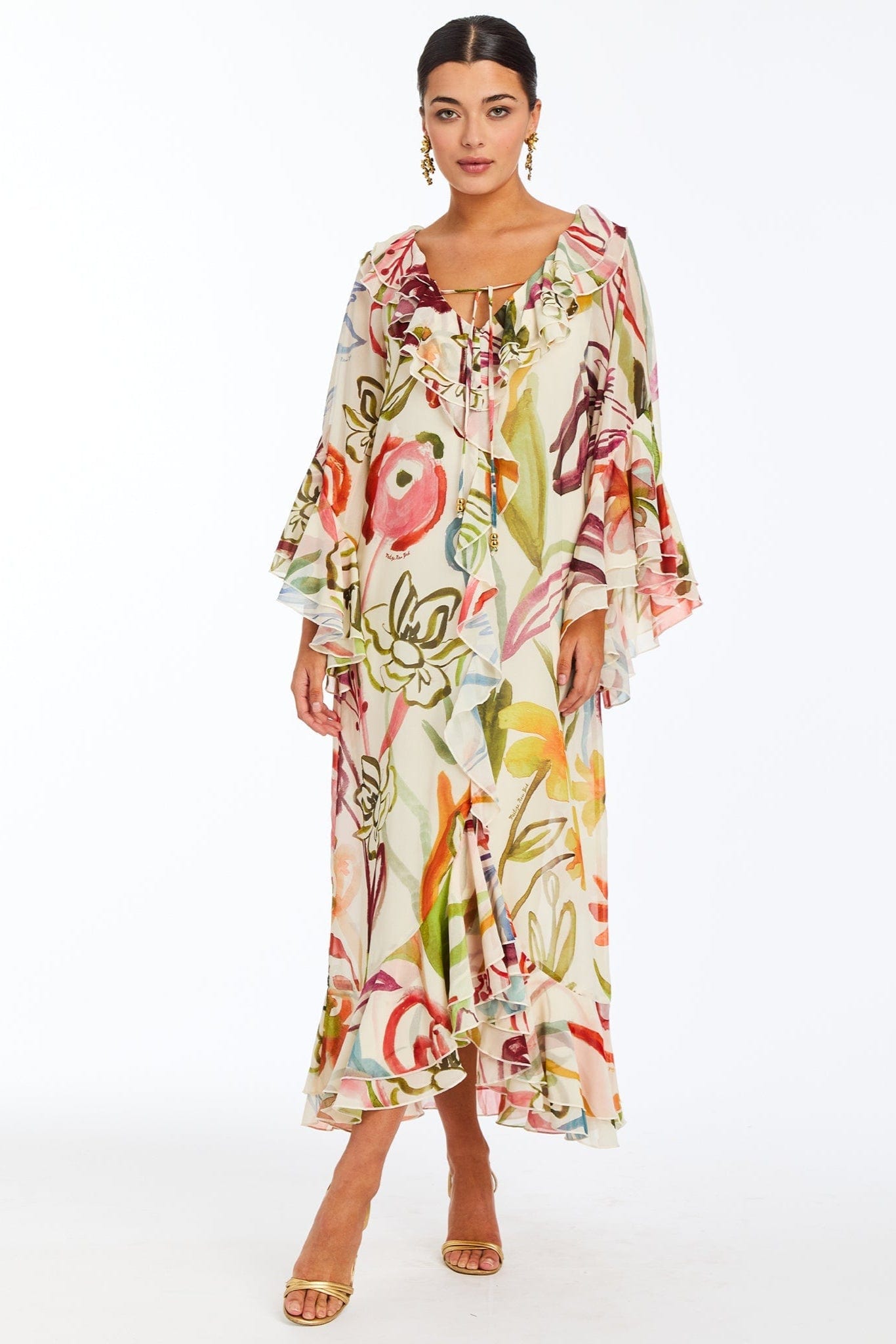 MESTIZA NEW YORK Dress Bimini Ruffle Caftan Midi Dress