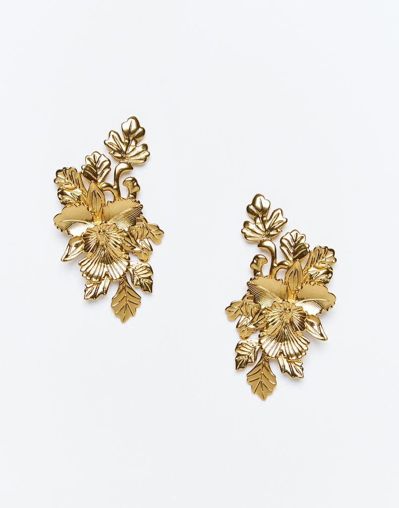 MESTIZA NEW YORK Earrings Antique Gold / OS Laurel Leaf Drop Earrings