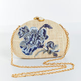 MESTIZA NEW YORK Handbags OS / Porcelain Blue/Natural Rafé x Mestiza Dome Straw Clutch Bag