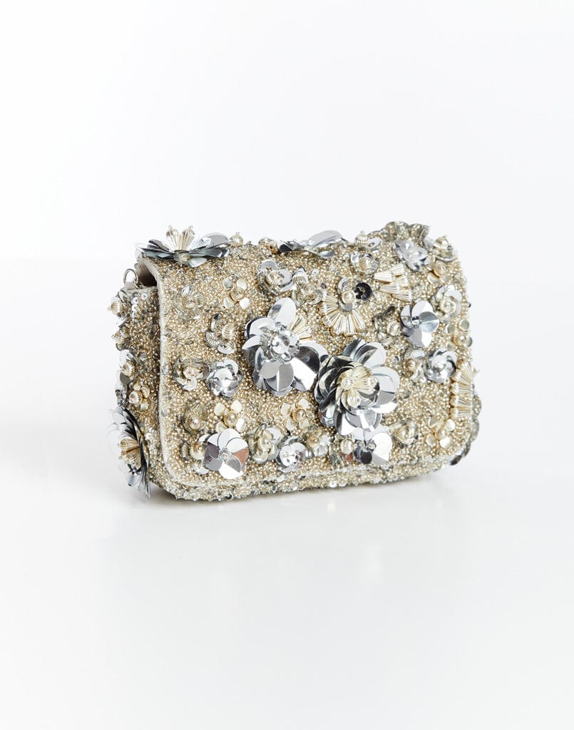 MESTIZA NEW YORK Handbags OS / Silver Beaded Torres Beaded Clutch Bag