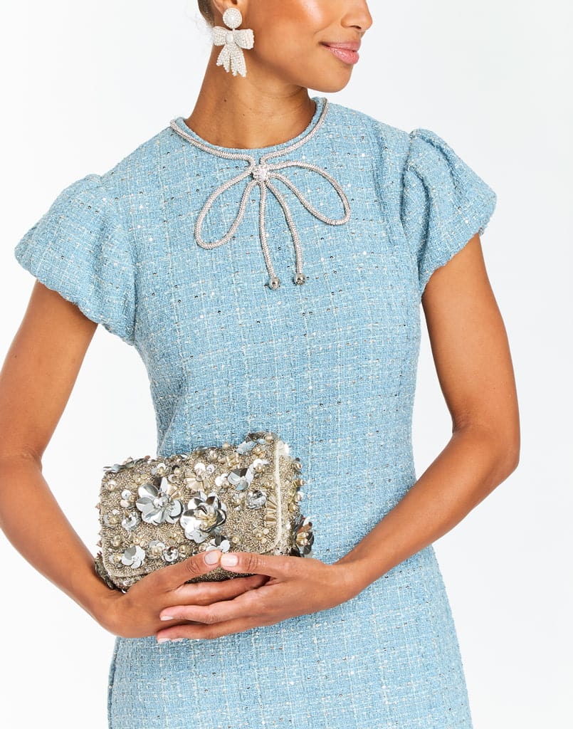 MESTIZA NEW YORK Handbags OS / Silver Beaded Torres Beaded Clutch Bag