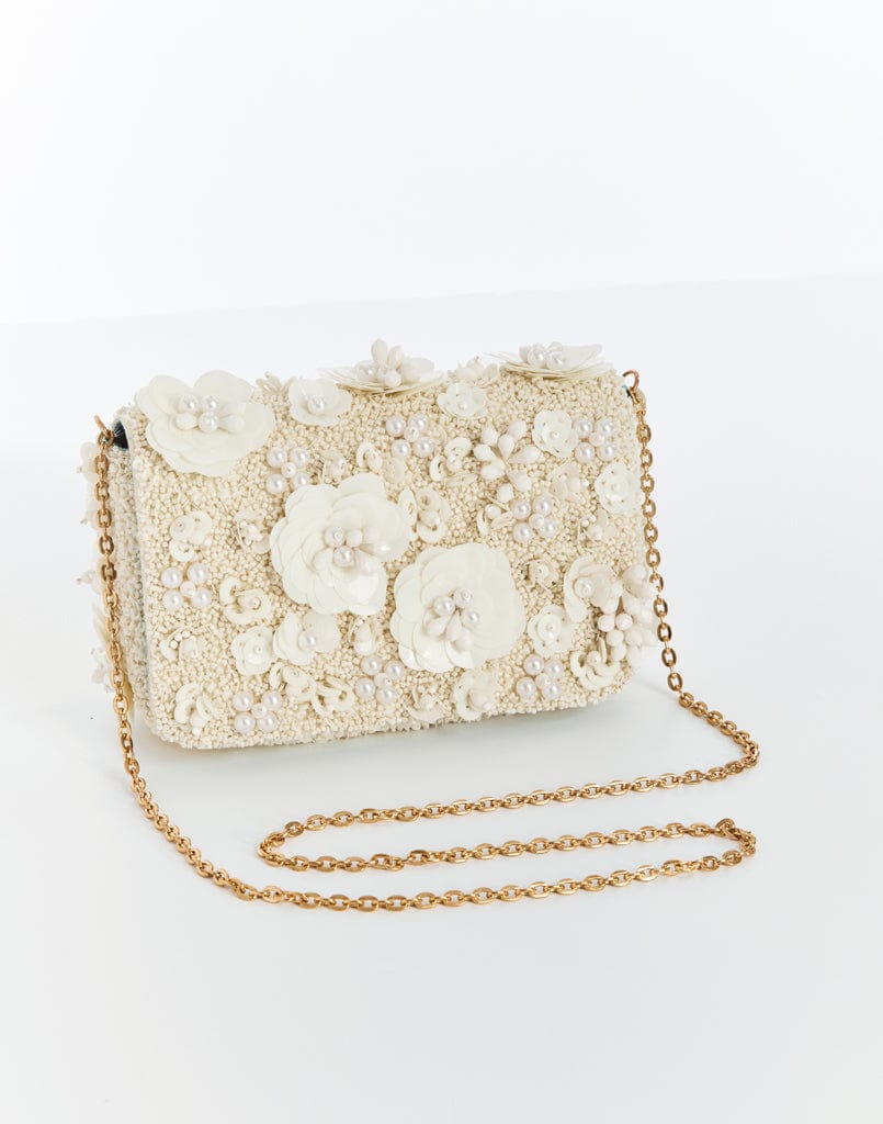 MESTIZA NEW YORK Handbags OS / Ivory Pearl Beaded Torres Pearl Beaded Clutch Bag
