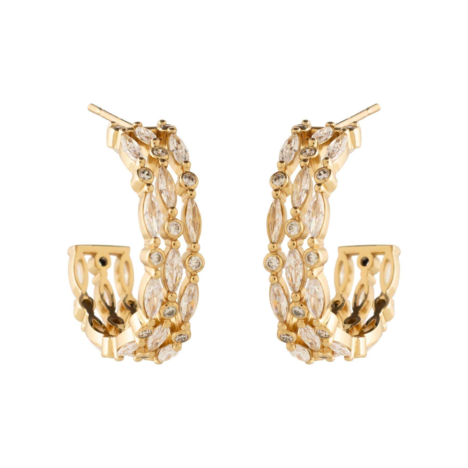 Mignonne Gavigan Earrings Gold Clear Clinton Hoops Gold Clear