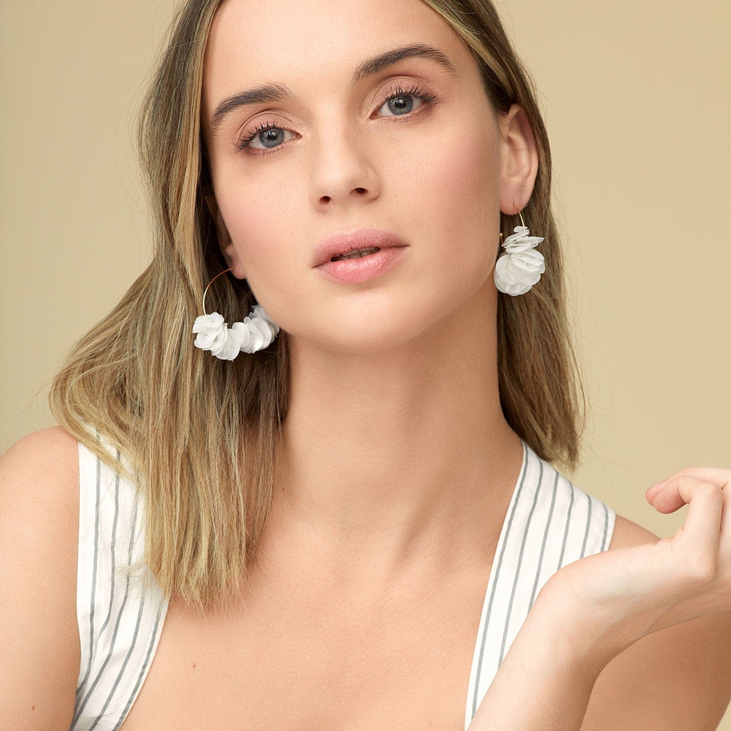 Mignonne Gavigan Earrings Cream Mini Lolita Hoop Earrings White