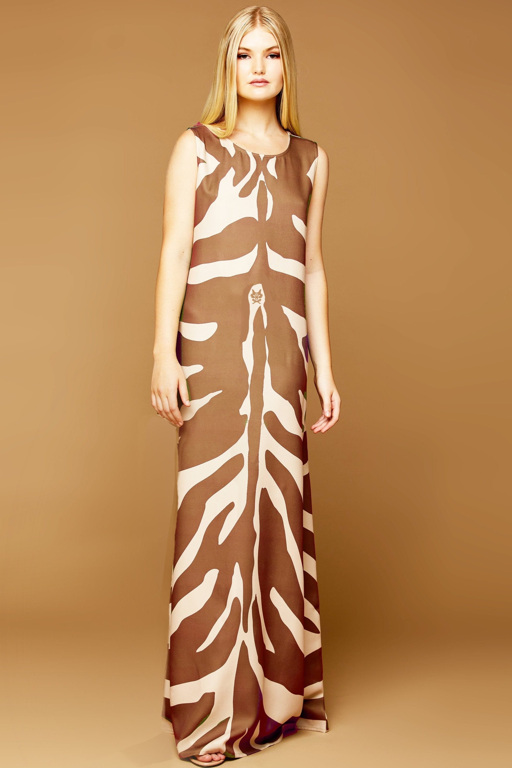 MME. Mink Dress "Zebra" Garden Dress - Cognac