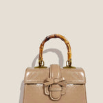 Mme.MINK Handbags THE CARLTON BOW BAG 20cm - CAMEL "Crushed Patent"