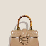 Mme.MINK Handbags THE CARLTON BOW BAG 20cm - CAMEL "Crushed Patent"