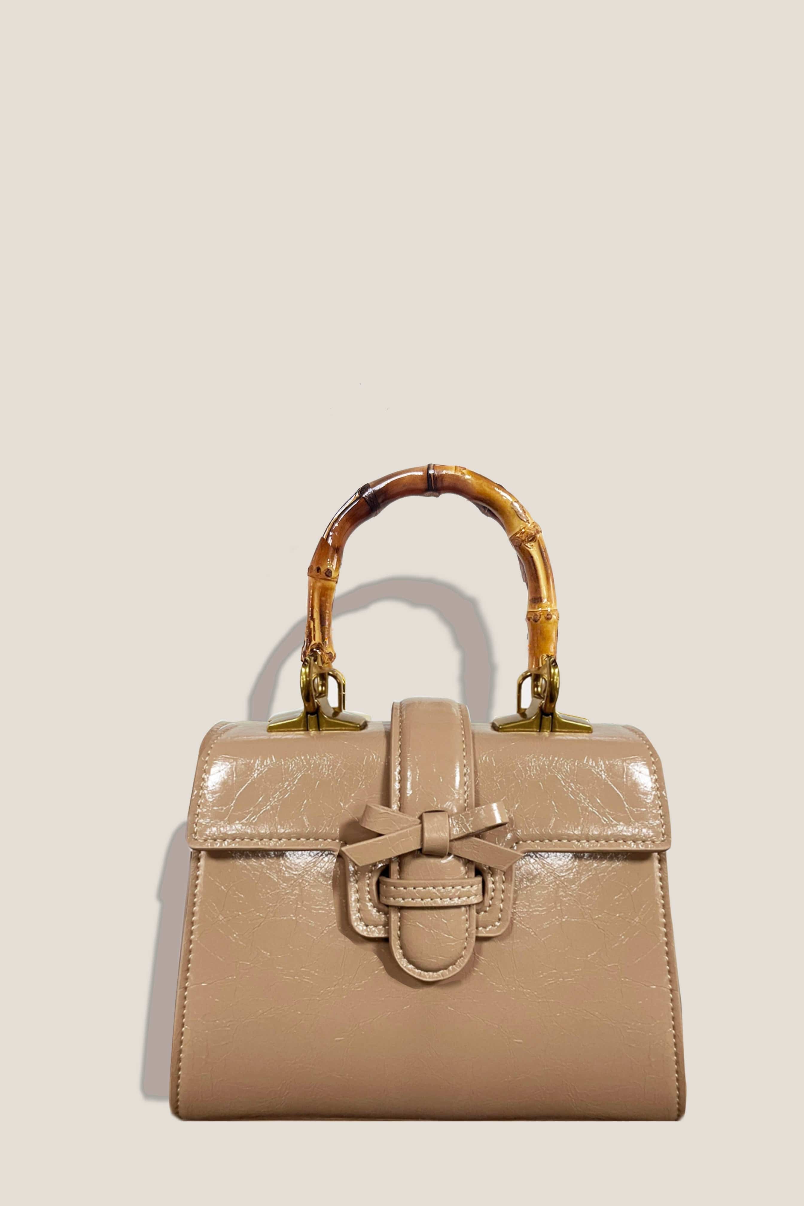 Mme.MINK Handbags THE CARLTON BOW BAG 20cm - CAMEL "Crushed Patent"