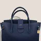 MME. Mink Handbags The ONASSIS 35 TOTE - TOGO NAVY