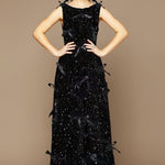 MME.Mink MME. CARLTON BOW SEQUIN DRESS - Noir