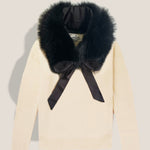 MME. Mink Sweater Cashmere "Pully"- Creme + Noir