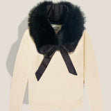 MME. Mink Sweater Cashmere "Pully"- Creme + Noir