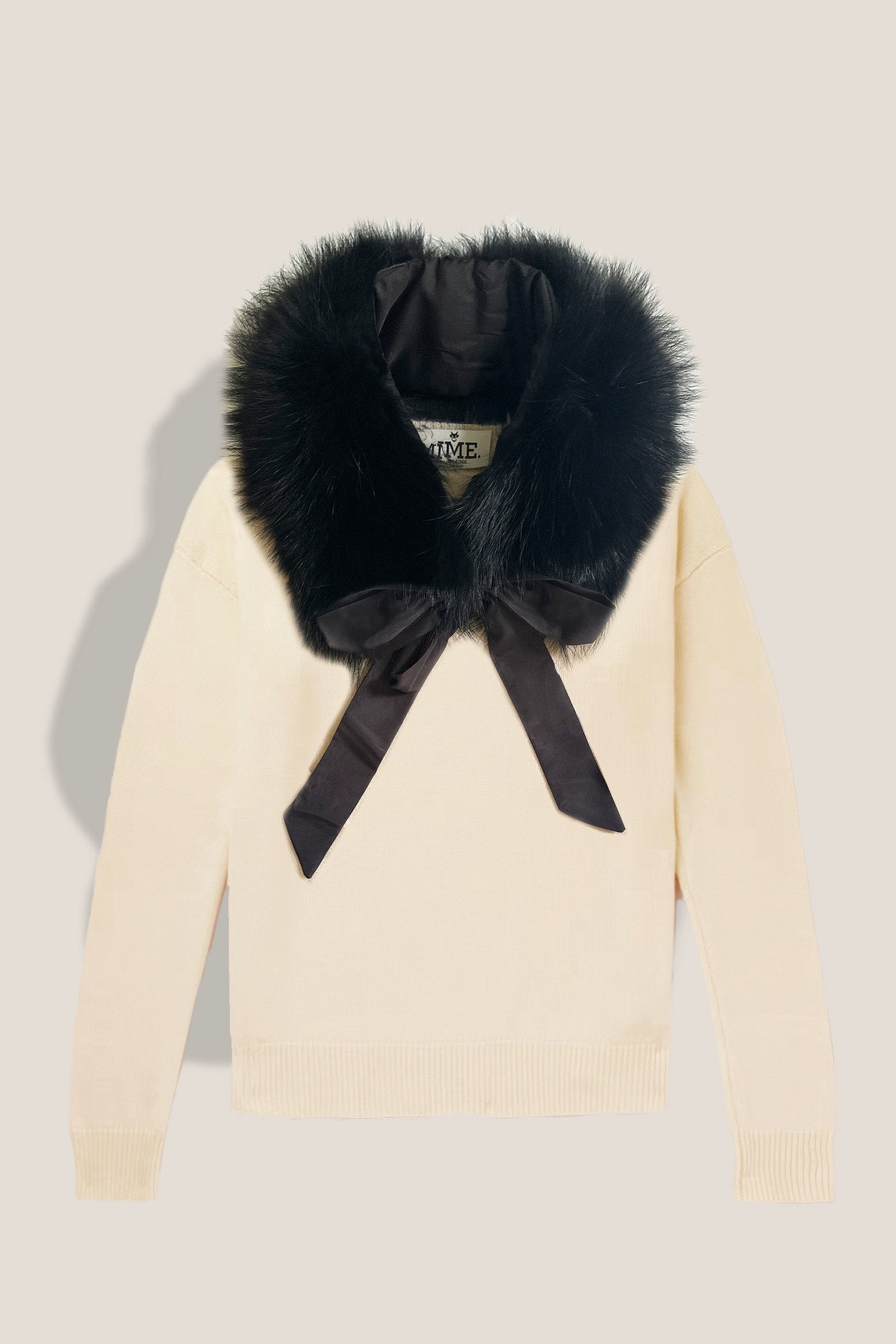 MME. Mink Sweater Cashmere "Pully"- Creme + Noir