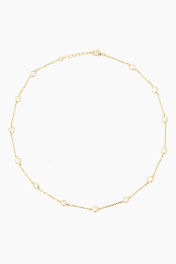 Lena Round Bezel Stationary Necklace