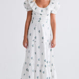 Never A Wallflower Dress XS / Blue Green Floral Jacquard Chloe Maxi Dress Blue Green Floral Jacquard