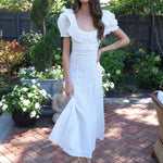 Never A Wallflower dress Chloe Maxi Dress Snow White Silver Stripe
