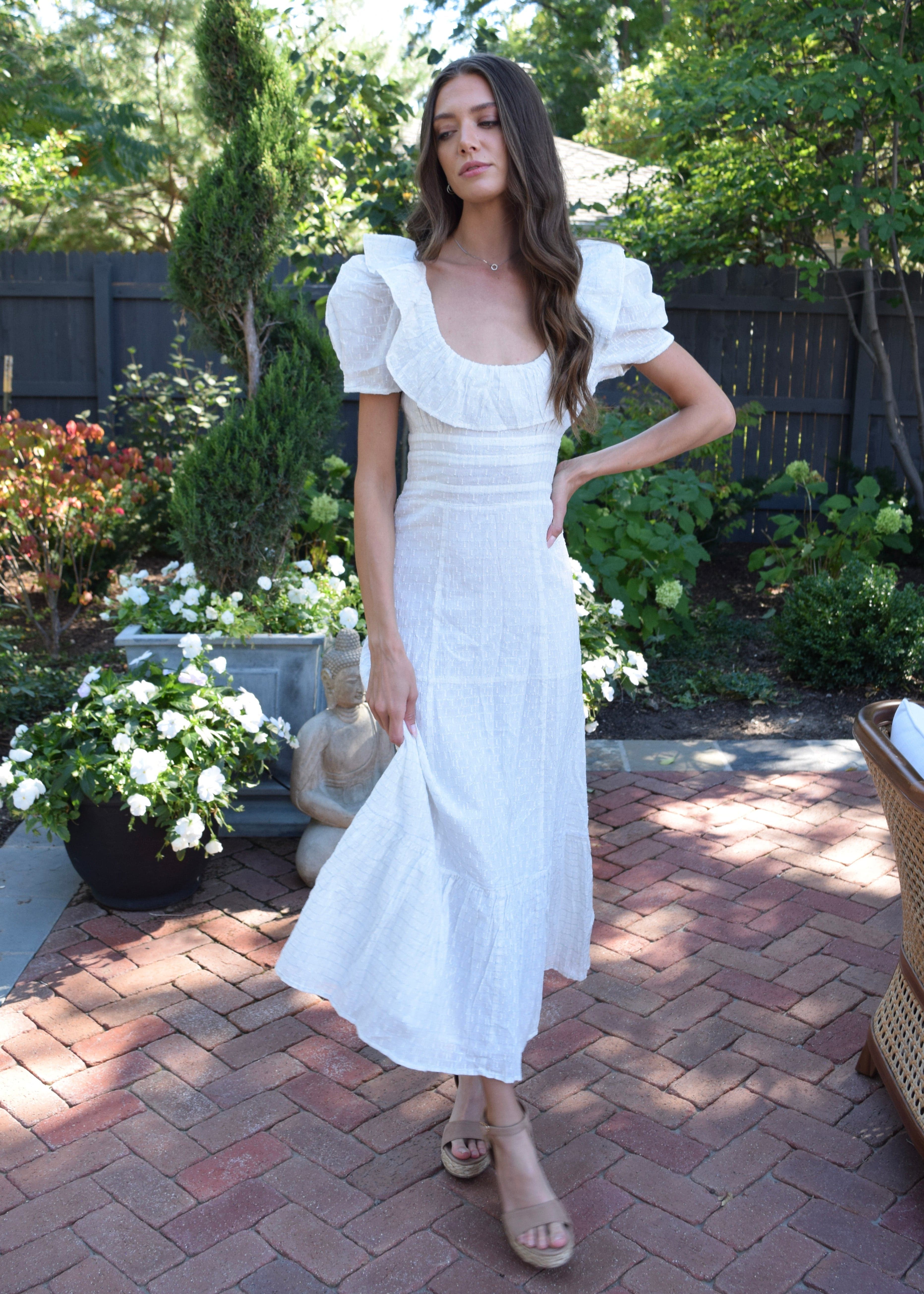Never A Wallflower dress Chloe Maxi Dress Snow White Silver Stripe
