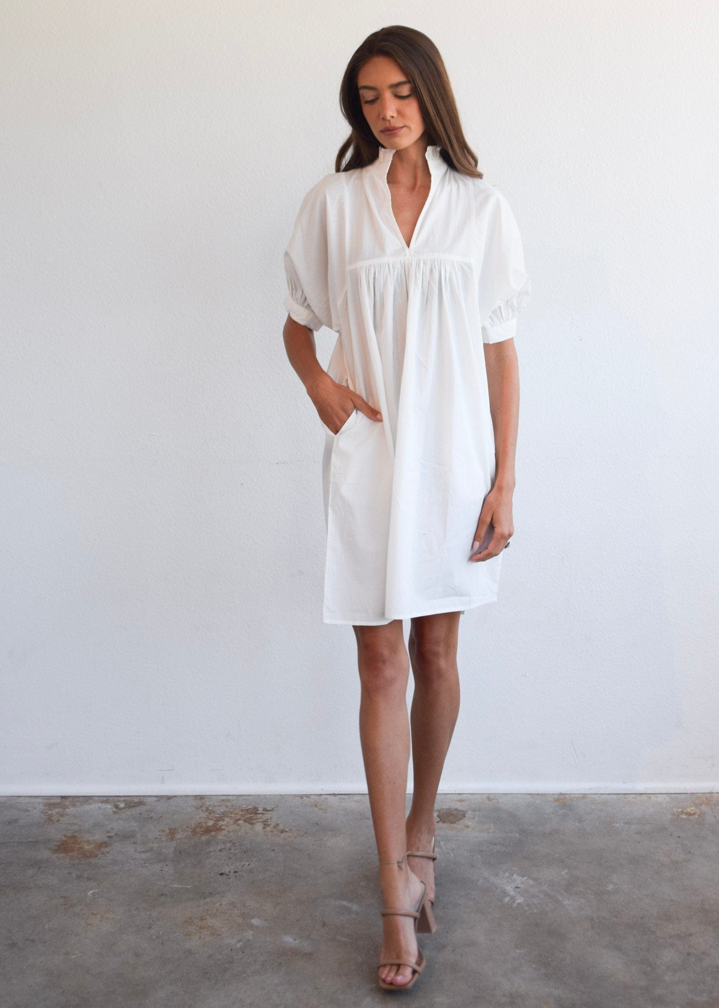 Never A Wallflower dress XS / Snow White Poplin High Neck Dress Snow White Poplin