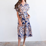 Never A Wallflower dress XS / Marakesh Medallion Ruffle Gathered V-Neck Dress Marakesh Medallion