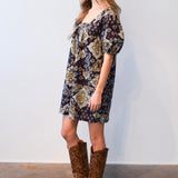 Never A Wallflower Dress XS / Paisley Square Neck Short Dress Paisley