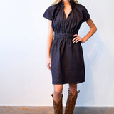 Never A Wallflower Dress xs / Dark Blue Denim Vicki Elastic Waist Dress Dark Blue Denim