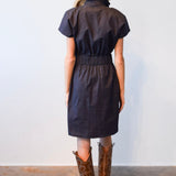 Never A Wallflower Dress Vicki Elastic Waist Dress Dark Blue Denim