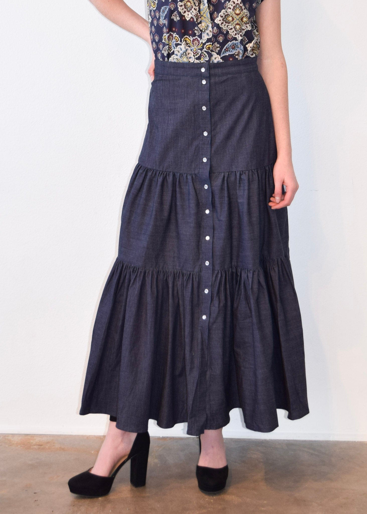 Never A Wallflower Skirt XS / Dark Blue Denim Lindsey Skirt Dark Blue Denim