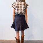 Never A Wallflower Skirt Prairie Mini Skirt Dark Blue Denim